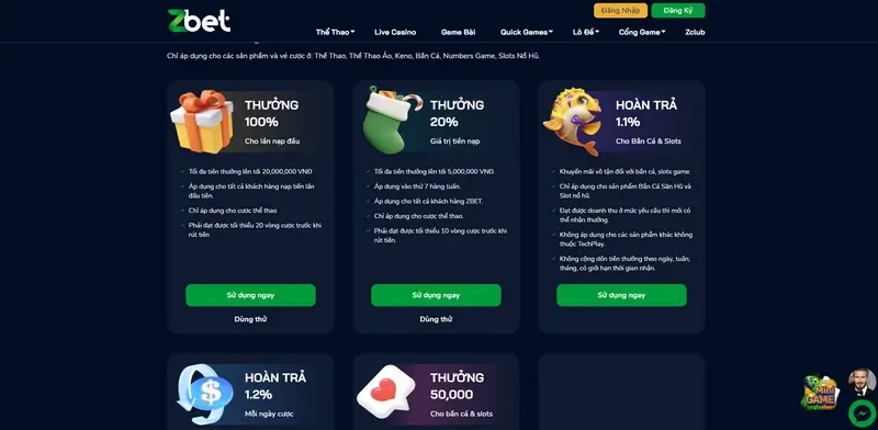 Zbet - Vua nhà cái trực tuyến đổi thưởng đến từ châu Mỹ 6 Các chương trình khuyến mãi hấp dẫn tại Zbet