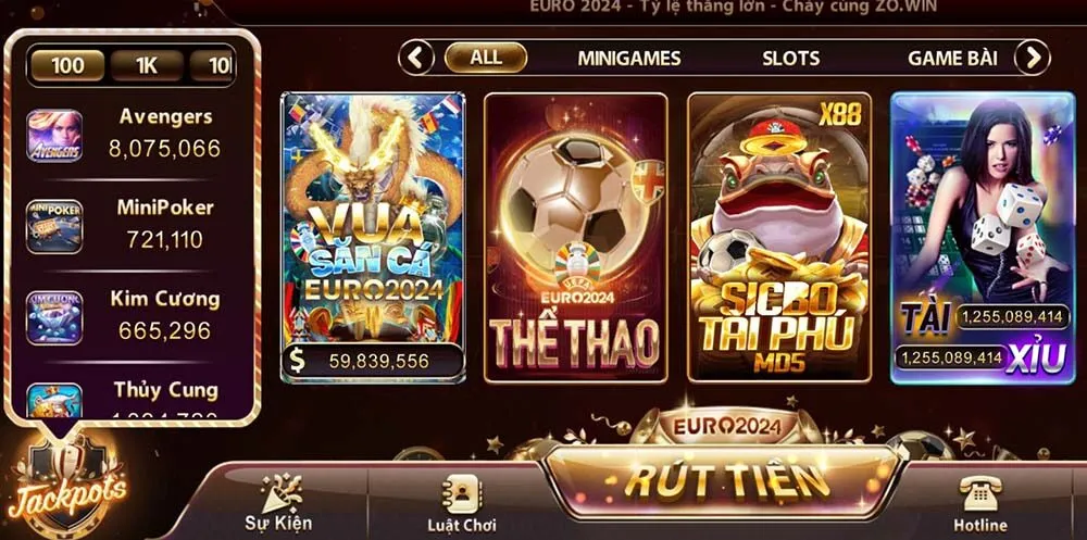 Zowin - Top Game bài đổi thưởng IOS/Android/APK 2024 3 Kho trò chơi phong phú và đẳng cấp