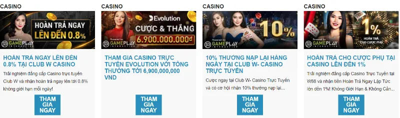 W88 casino - Không gian giải trí sòng bài casino cực chất 6 Khuyến Mãi Siêu Hấp Dẫn Dành Cho Thành Viên