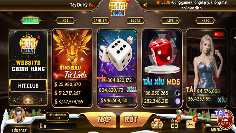 HitClub - Tải App Game Bài Đổi Thưởng, Nổ Hũ, Tài Xỉu 3 Kho trò chơi hấp dẫn tại HitClub